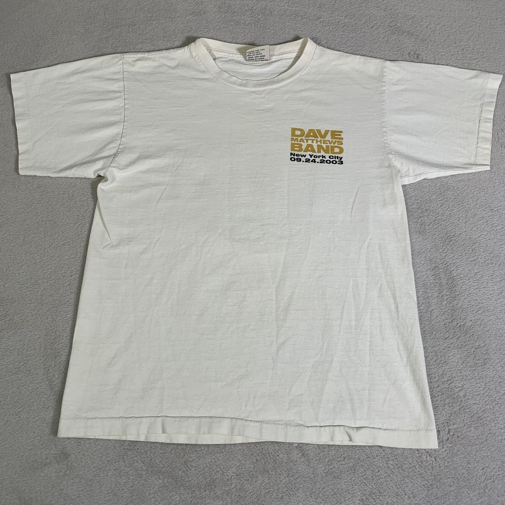 Vintage Dave Matthews Band Shirt Mens Medium White Central Park Concert 2003 USA